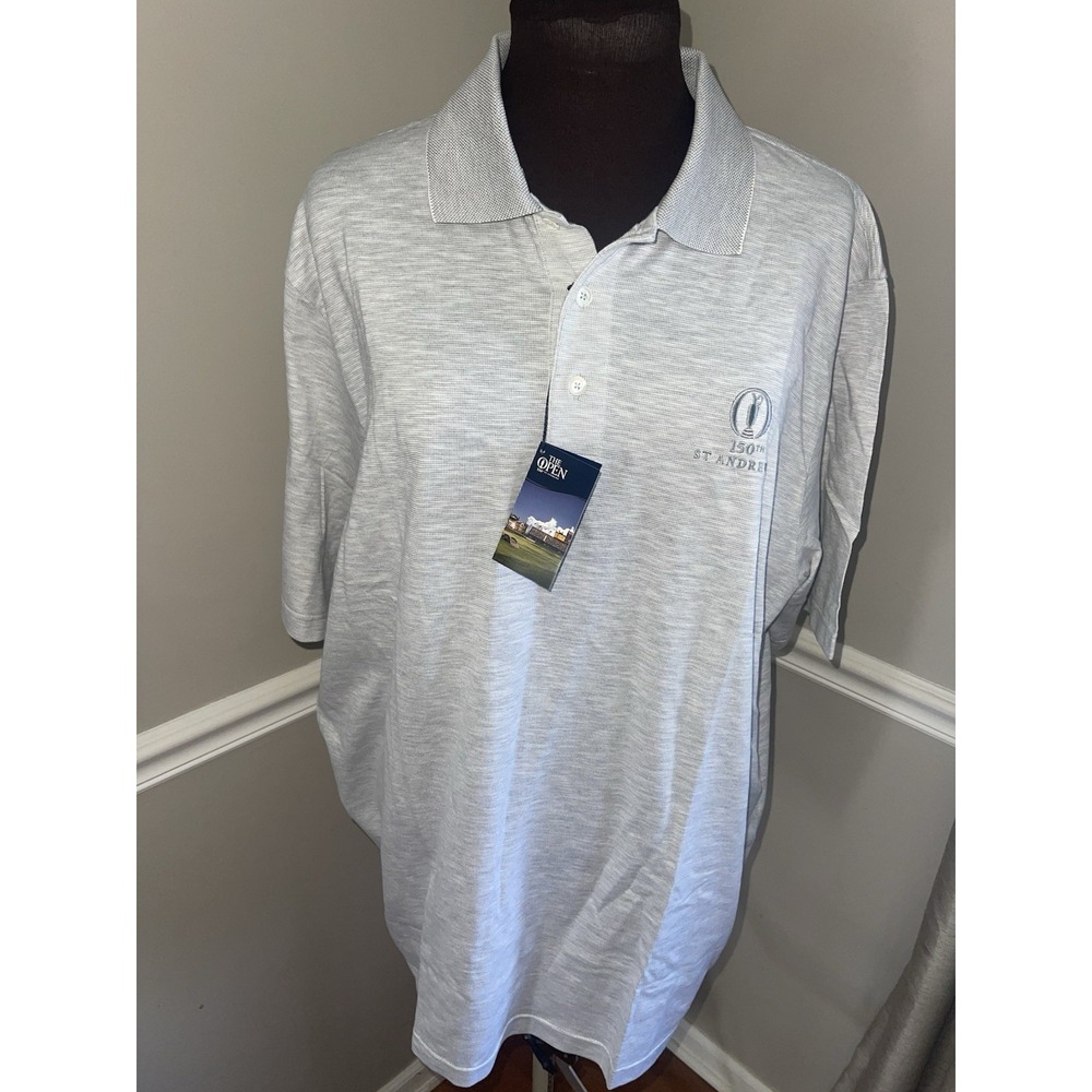 NWT Marbas Italy Golf Polo Shirt Men XL Gray Cotton 150th St Andrews The Open